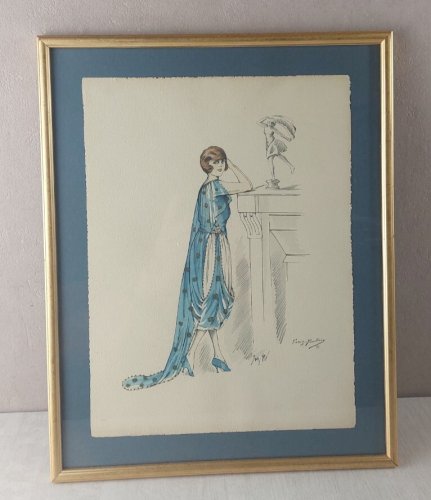 Ancien dessin / lithographie, Paris Couture 175