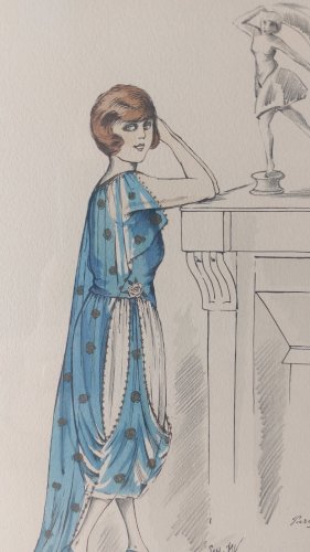 Ancien dessin / lithographie, Paris Couture 175
