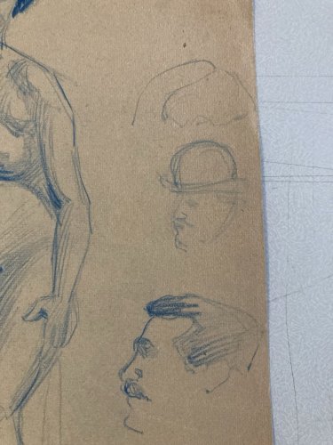 Ancien  Dessin Nu 1910 Crayon Papier Femme Art Déco Deco Atelier Erotique
