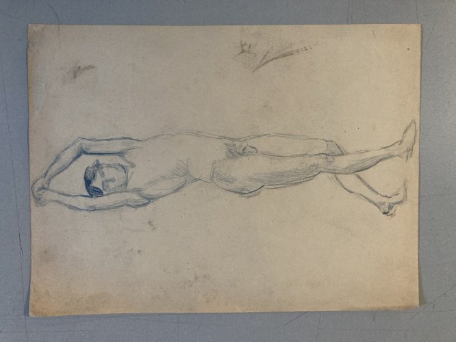 Ancien  Dessin Nu 1910 Crayon Papier Femme Erotique Art Déco Atelier Deco