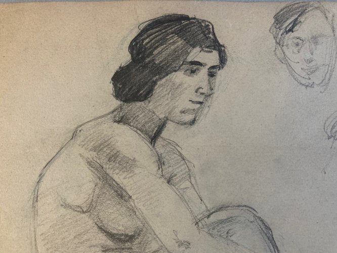 Ancien  Dessin Nu 1910 Crayon Papier Femme Erotique Art Déco Atelier Deco