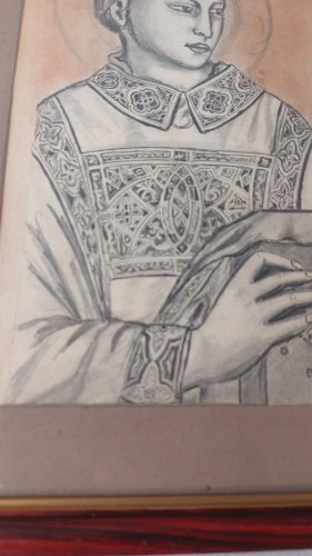 Ancien dessin, Saint Etienne, Giotto Di Bondone