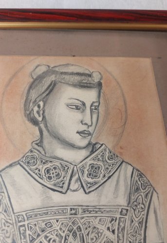 Ancien dessin, Saint Etienne, Giotto Di Bondone