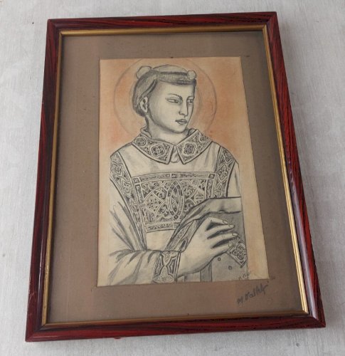 Ancien dessin, Saint Etienne, Giotto Di Bondone