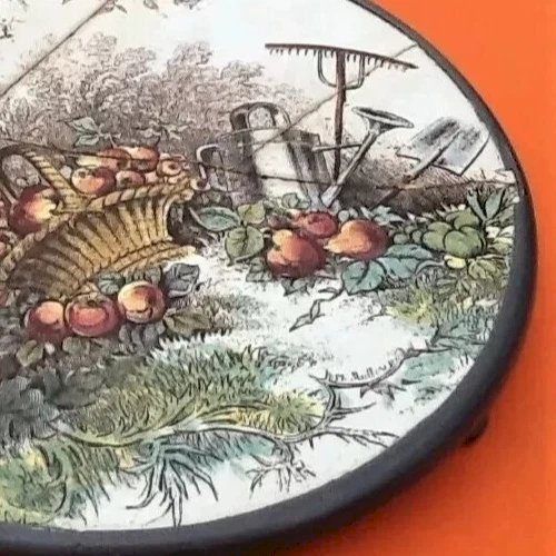 Ancien dessous de plat Céramique au décor champêtre