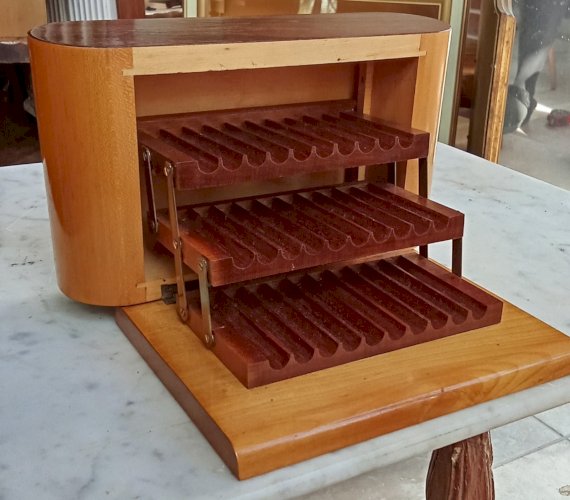 Ancien Distributeur À Cigare Cigarette  Boite Coffret Bois Noble Cave À Cigares