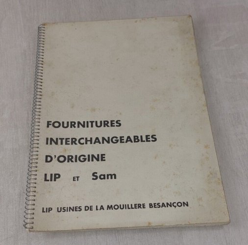 Ancien document technique, catalogue fournitures de montres Lip et Sam, 1936