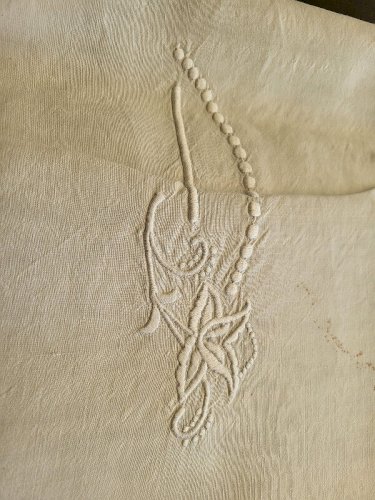 ANCIEN DRAP EN LIN MONOGRAMME NA N°3