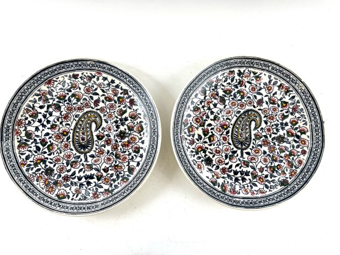 Ancien duo tasses & soucoupes GIEN décor Cachemire Bothee – Faïence France