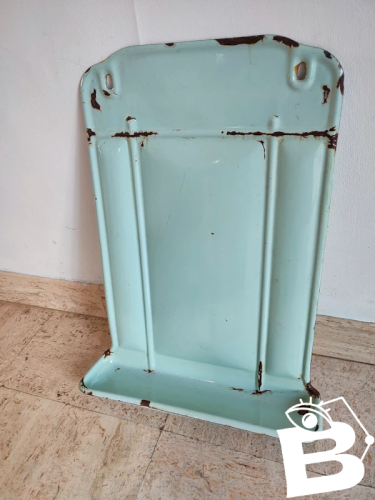 Ancien egouttoir en tole emaillé de couleur vert -bleu en etat correct