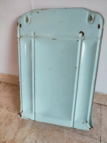 Ancien egouttoir en tole emaillé de couleur vert -bleu en etat correct