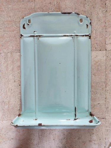 Ancien egouttoir en tole emaillé de couleur vert -bleu en etat correct
