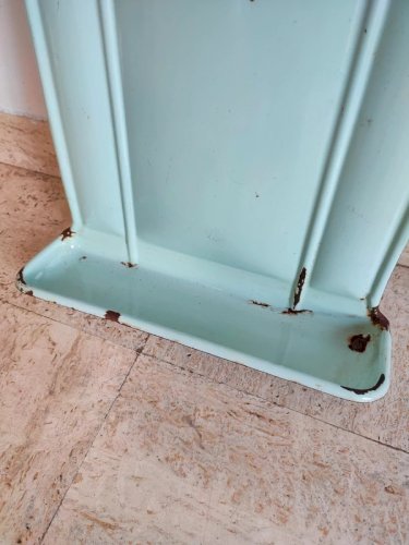 Ancien egouttoir en tole emaillé de couleur vert -bleu en etat correct