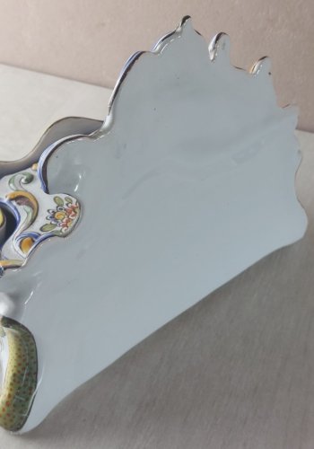 Ancien encrier à tiroir, en céramique, Rouen