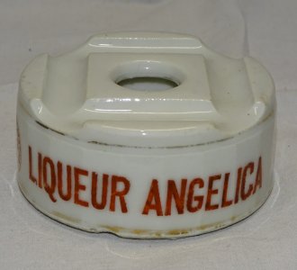 -ANCIENT CERAMIC INKWELL ADVERTISING ANGELICA LIQUEUR MATHA GRAND PRIX D
