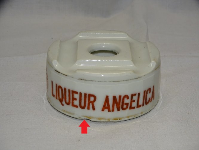-ANCIEN ENCRIER CERAMIQUE PUBLICITE LIQUEUR ANGELICA MATHA GRAND PRIX   D