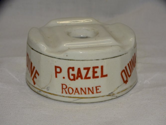 -ANCIEN ENCRIER CERAMIQUE PUBLICITE QUINA NATURE ALBERTIN P GAZEL ROANNE  D