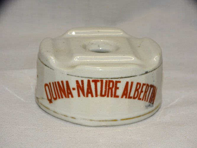 -ANCIEN ENCRIER CERAMIQUE PUBLICITE QUINA NATURE ALBERTIN P GAZEL ROANNE  D