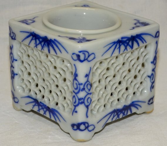 - ANCIEN ENCRIER PORCELAINE ASIATIQUE JAPON OU CHINE DECO BUREAU COLLECTION   D