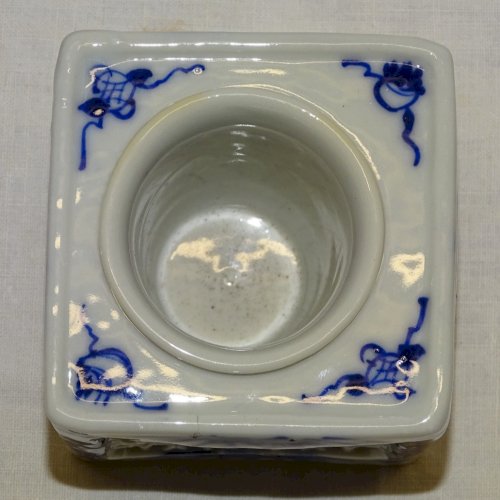 - ANCIEN ENCRIER PORCELAINE ASIATIQUE JAPON OU CHINE DECO BUREAU COLLECTION   D