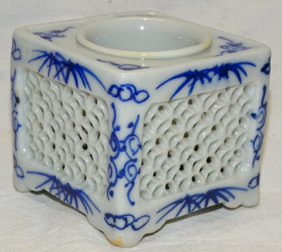 - ANCIEN ENCRIER PORCELAINE ASIATIQUE JAPON OU CHINE DECO BUREAU COLLECTION   D