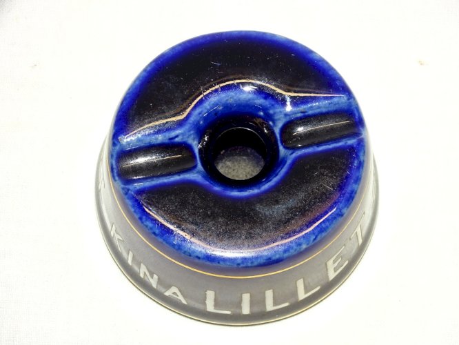 -ANCIEN ENCRIER PUB LILLET GRES BLEU D'ESPINOUZE DROME  COLLECTION VITRINE     D