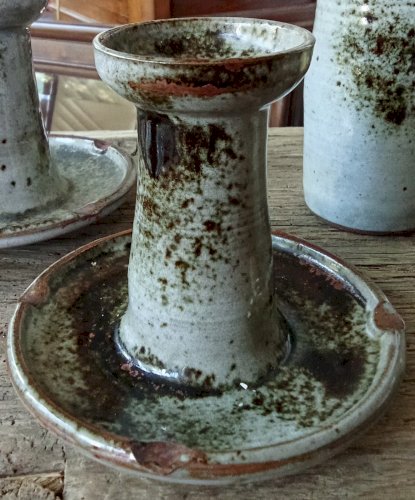 Ancien Ensemble Céramique Bougeoir Pichet Grès Vintage Chantal Thierry Robert