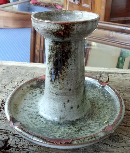 Ancien Ensemble Céramique Bougeoir Pichet Grès Vintage Chantal Thierry Robert