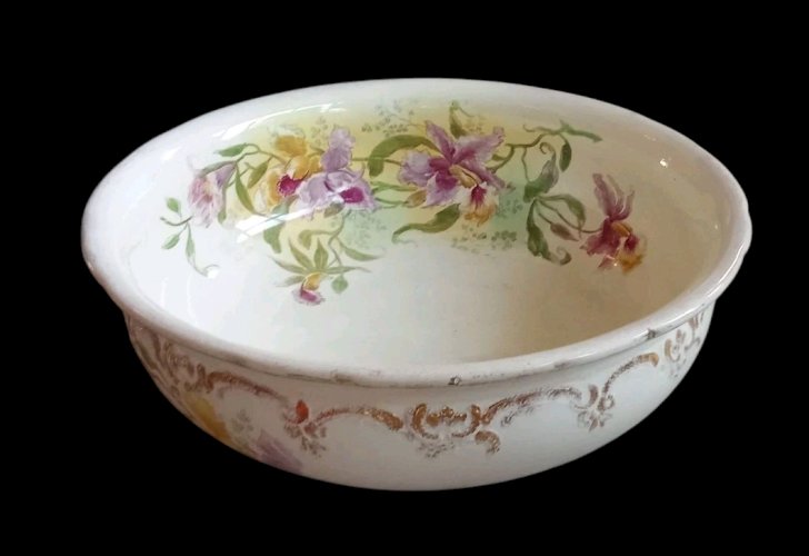 Ancien Ensemble de toilette Broc Vasque Décor Fleurs Royal Bonn Franz Mehlem