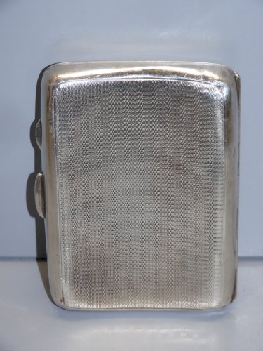 -ANCIEN ETUI A CIGARETTES ARGENT Guilloché ANGLAIS Chiffré en Cartouche JFHW  D