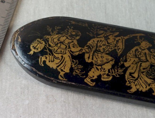 Ancien étui à lunette, en papier maché / carton bouilli Napoléon III, japonisant ^