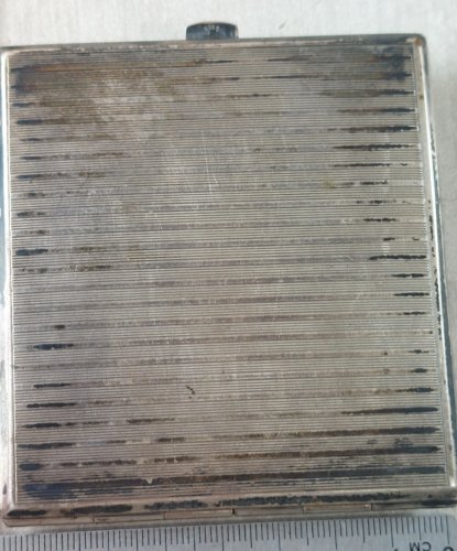 Ancien étui / porte cigarette, décor monogramme, en argent