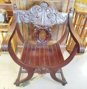 Ancien FAUTEUIL DAGOBERT Bois Siege Chaise Trone 18MAG 19/12