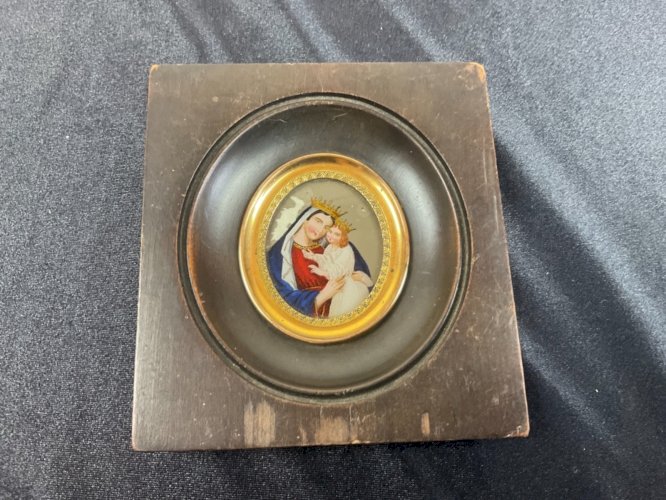 ANCIEN FIXE SOUS VERRE PEINTURE MINIATURE ROYALISTE