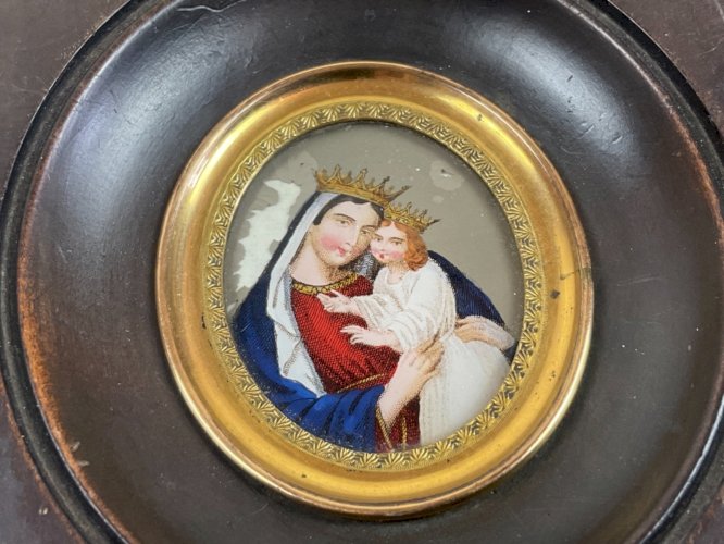 ANCIEN FIXE SOUS VERRE PEINTURE MINIATURE ROYALISTE