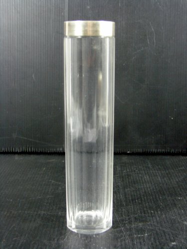 Ancien Flacon Cristal Taillé Facetté Bouchon Argent, Poinçons H - 17,2 cm 