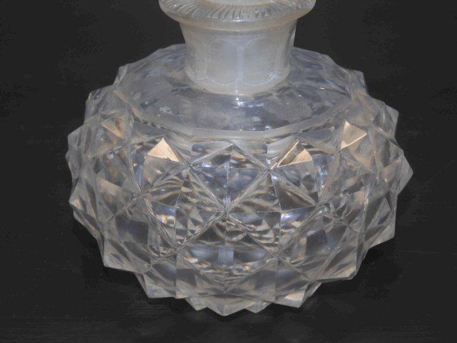 -ANCIEN FLACON CRISTAL XIXe POINTE de DIAMANTS BACCARAT/ST LOUIS ? VITRINE   D
