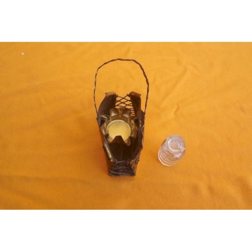 Ancien Flacon de Parfum 1900 panier rangement métal doré