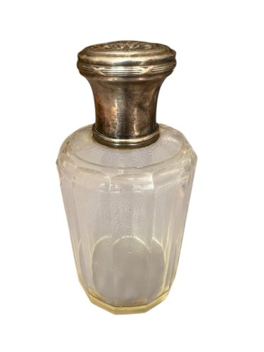 ancien flacon de parfum de collection Cristal Bouchon argent Massif XIXe siècle