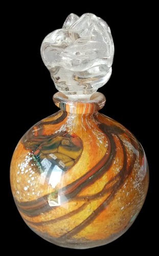 Ancien Flacon En Verre à Inclusion Verrerie D Art  Signé Georges Castellino