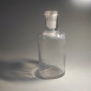 Vintage advertising glass bottle, Ricqlès mint alcohol
