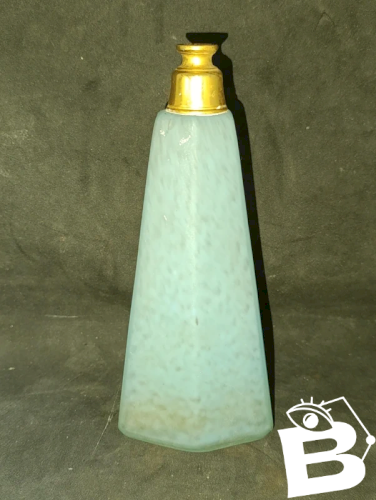 ancien flacon ou pulverisateur style daum en verre marmoreen bleu en bon etat