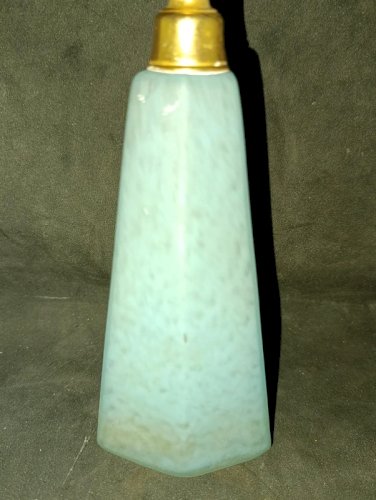 ancien flacon ou pulverisateur style daum en verre marmoreen bleu en bon etat