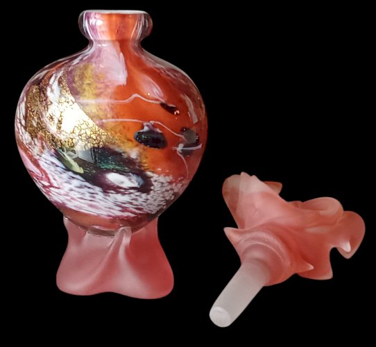 Ancien Flacon Verre à Inclusion Pâte De Verre Verrerie D Art Aconito
