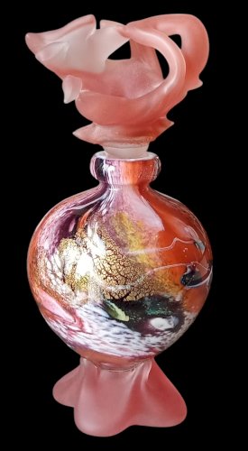 Ancien Flacon Verre à Inclusion Pâte De Verre Verrerie D Art Aconito