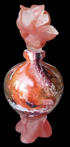 Ancien Flacon Verre à Inclusion Pâte De Verre Verrerie D Art Aconito