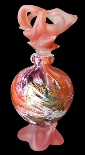 Ancien Flacon Verre à Inclusion Pâte De Verre Verrerie D Art Aconito