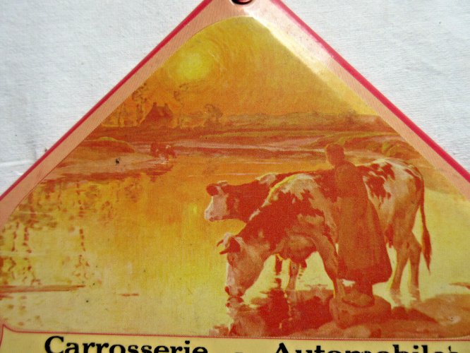 Ancien glaçoïde publicitaire Art Déco avec thermomètre, Carrosserie Dolce CANNES