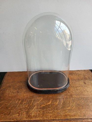 ANCIEN GLOBE DE MARIEE VIDE EN VERRE ET BOIS N°2