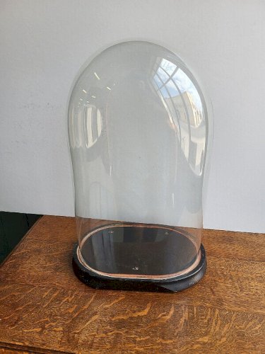 ANCIEN GLOBE DE MARIEE VIDE EN VERRE ET BOIS N°2